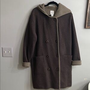 Cozy Brown Pea Coat with Hood